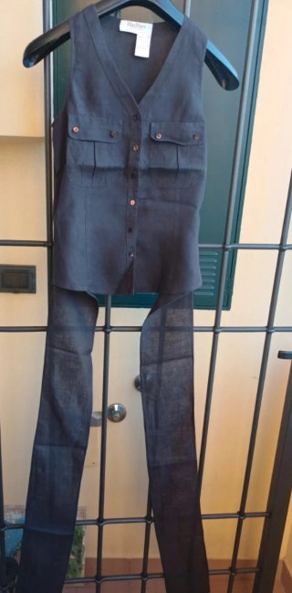 Gilet Max Mara puro lino marrone con fusciacca