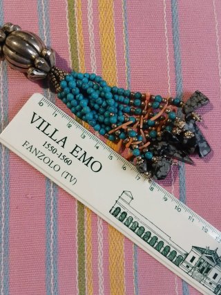 Collana etnica corallo e perle turchesi