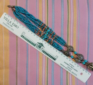 Collana etnica corallo e perle turchesi