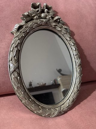Espejo ovalado plata decorado
