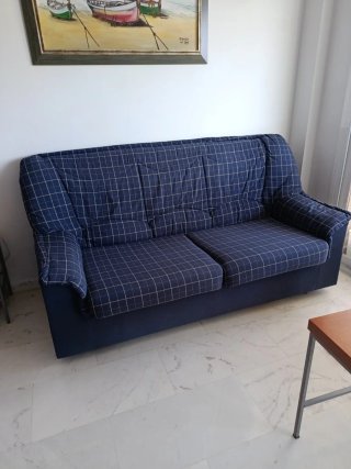 Sofá Cama Azul Cuadros