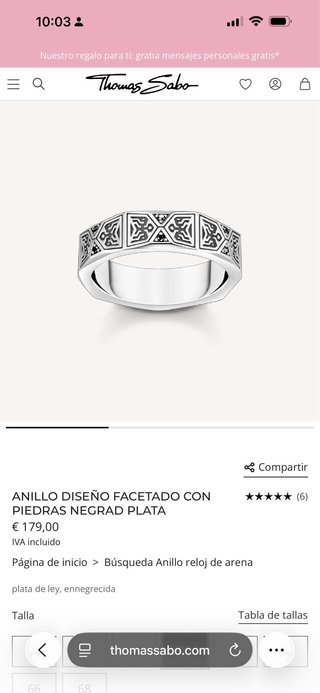Anillo Thomas Sabo Plata Talla 58