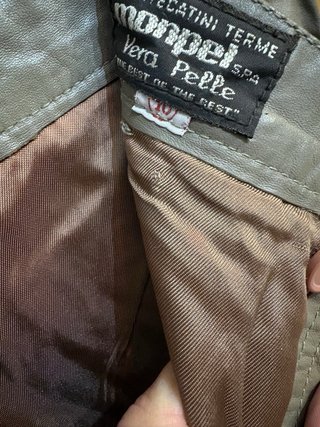 Pantaloni in vera pelle vintage beige taglia 48