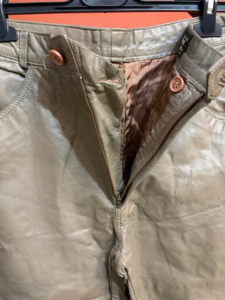 Pantaloni in vera pelle vintage beige taglia 48