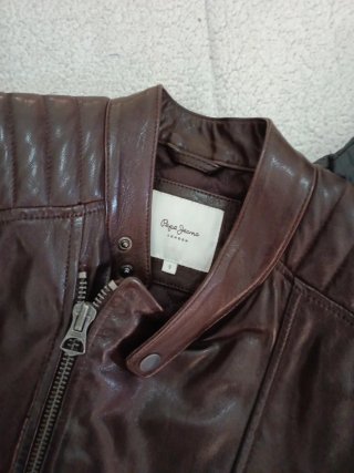 Chaqueta de Piel Pepe Jeans London Marrón