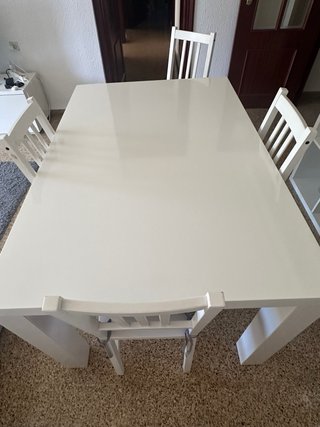 Mesa Comedor + 4 Sillas IKEA Blanca