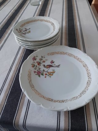 Platos Porcelaine du Centre - Aves y Flores