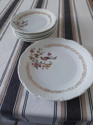 Platos Porcelaine du Centre - Aves y Flores