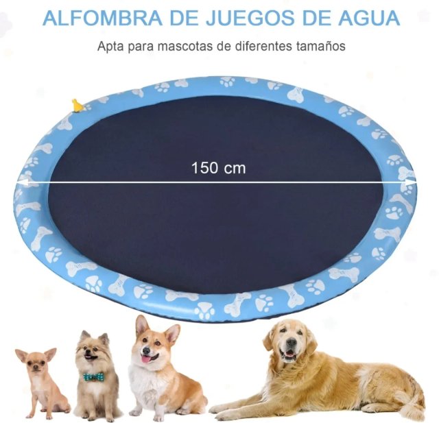 Piscina para perros con aspersor