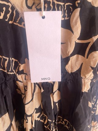 Vestido largo estampado floral negro y beige