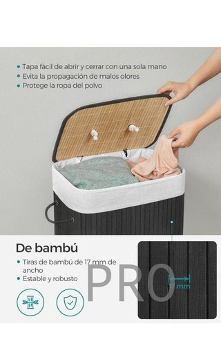 Cestino per bucato in bambù pieghevole con coperchio