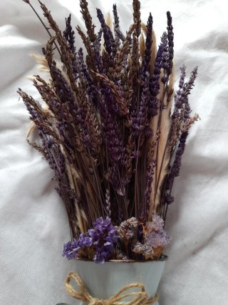 Florero Vintage Metal Flores Secas Lavanda
