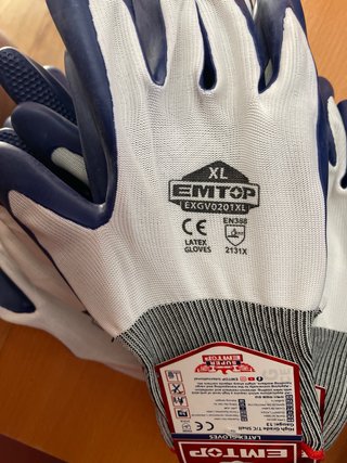 Pack 12 Guantes de Trabajo Emtop Latex Talla XL
