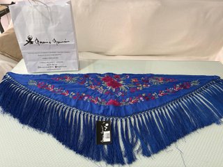 Mantón Flamenca Niña Azul Bordado