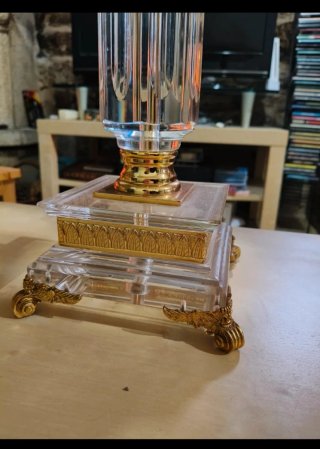 Lámpara de mesa vintage cristal y metal
