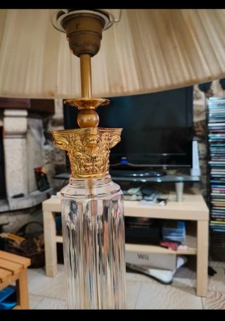 Lámpara de mesa vintage cristal y metal