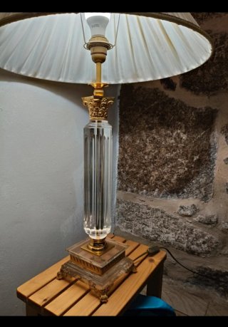 Lámpara de mesa vintage cristal y metal