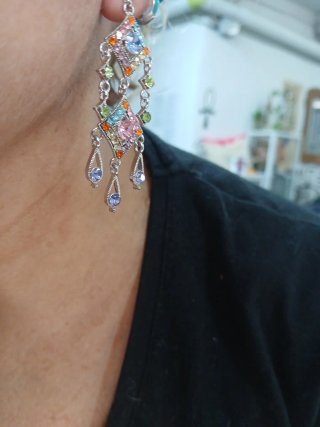 Pendientes largos de fiesta plateados precio unida