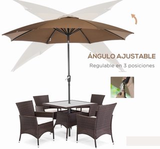 Sombrilla de Jardín con Manivela Marrón