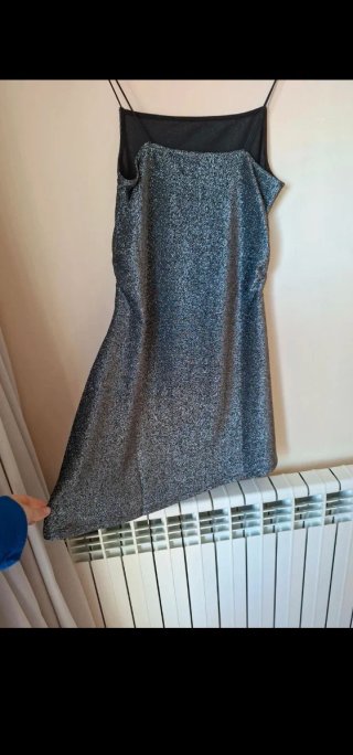 Vestido H&M Brillantina Plateado