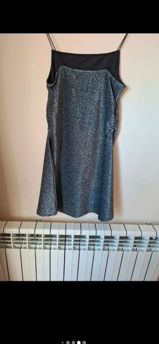 Vestido H&M Brillantina Plateado