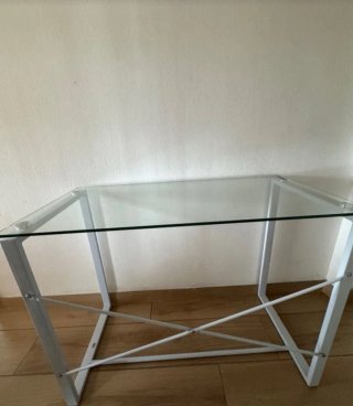Tavolo consolle in vetro e metallo