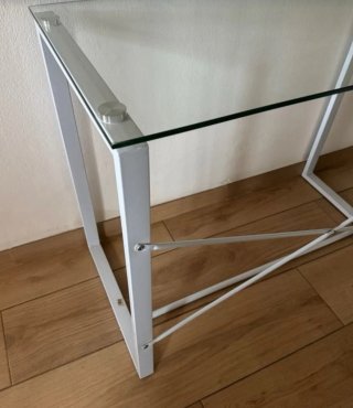 Tavolo consolle in vetro e metallo