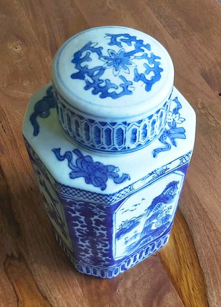 Vaso Cinese Vintage Ceramica Blu