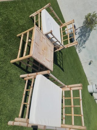 Conjunto 2 sillones y mesa bambú