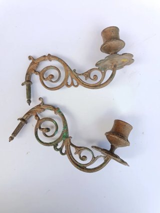 Candelabros de piano antiguos en bronce