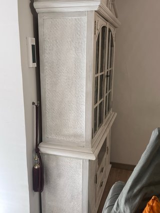 Vitrina Mimbre Vintage Blanca Cristal