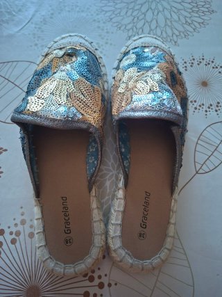 Sandalias Graceland lentejuelas doradas y plateada