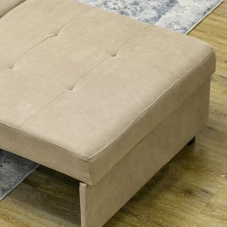 Sofá Cama Individual Con 2 Cojines Y Espacio De Almacenamiento, Sofá Cama Individual Para Sala De Estar En Tejido Efecto Terciopelo Y Metal, 100X98X88 Cm, Marrón Claro