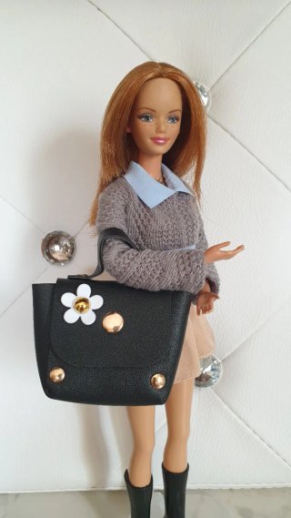 Borsone per Barbie nero con fiore