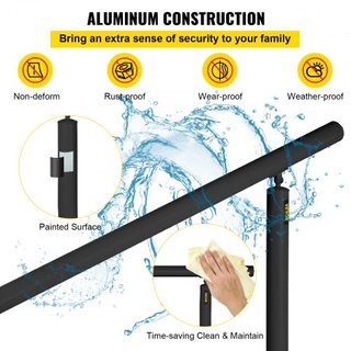 Kit de Barandilla para Escaleras, Pasamanos de 152.4 cm para Exteriores de 0-5 Escalones, Barandilla de Escalera de Aluminio Negro de Ángulo Ajustable, Escaleras Interiores y Exteriores para Perso...