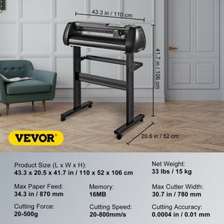 Máquina de Corte de Vinilo, Plotter de Corte de 34 pulgadas, Kit de Máquina de Corte Offline Móvil Bluetooth, Eje de Rodillo Preciso de Alta Precisión con Velocidad y Fuerza Ajustables, Software D...