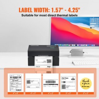 Stampante termica per etichette, 300 DPI per pacchi di spedizione 4x6, Bluetooth e riconoscimento automatico delle etichette, compatibile con Windows/macOS/Linux/Chromebook/Android/iOS, compatibile con...