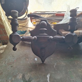 Pareja Candelabros Madera Roble
