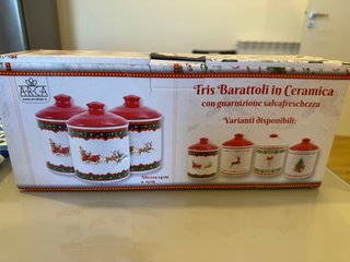 Tris barattoli ceramica Natale