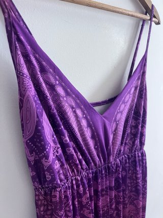 Vestido de Verão Roxo Estampado, tamanho S