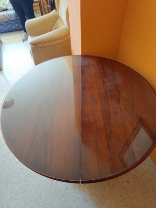 Mesa redonda madera y cristal