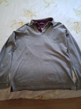 Polo Tommy Hilfiger Manga Larga Gris XXL