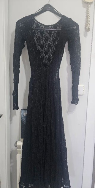 Vestito lungo in pizzo nero Zara taglia S