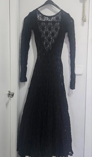 Vestito lungo in pizzo nero Zara taglia S