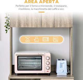 Credenza Moderna per Cucina o Soggiorno, Mobile Buffet con Armadietti e Cassetti in Legno, Grigio, 71X41X178Cm