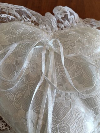 Cojín Corazón Blanco Encaje