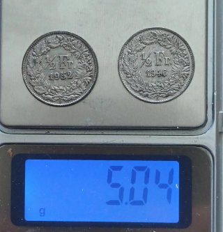 Lote 2 monedas plata 1/2 Franco Plata