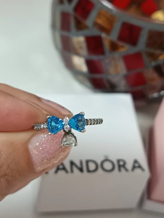 Anillo Pandora Corazón Azul T.56