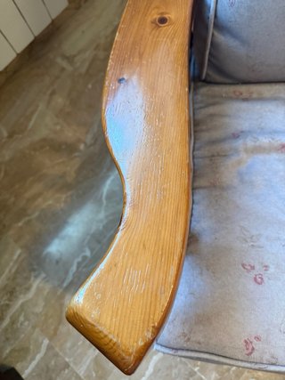 Poltroncina vintage in tessuto e legno
