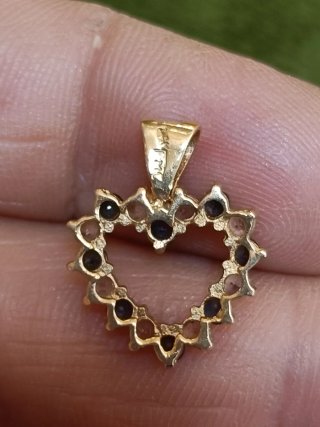Colgante Corazón Oro 14k y Pedrería Azul